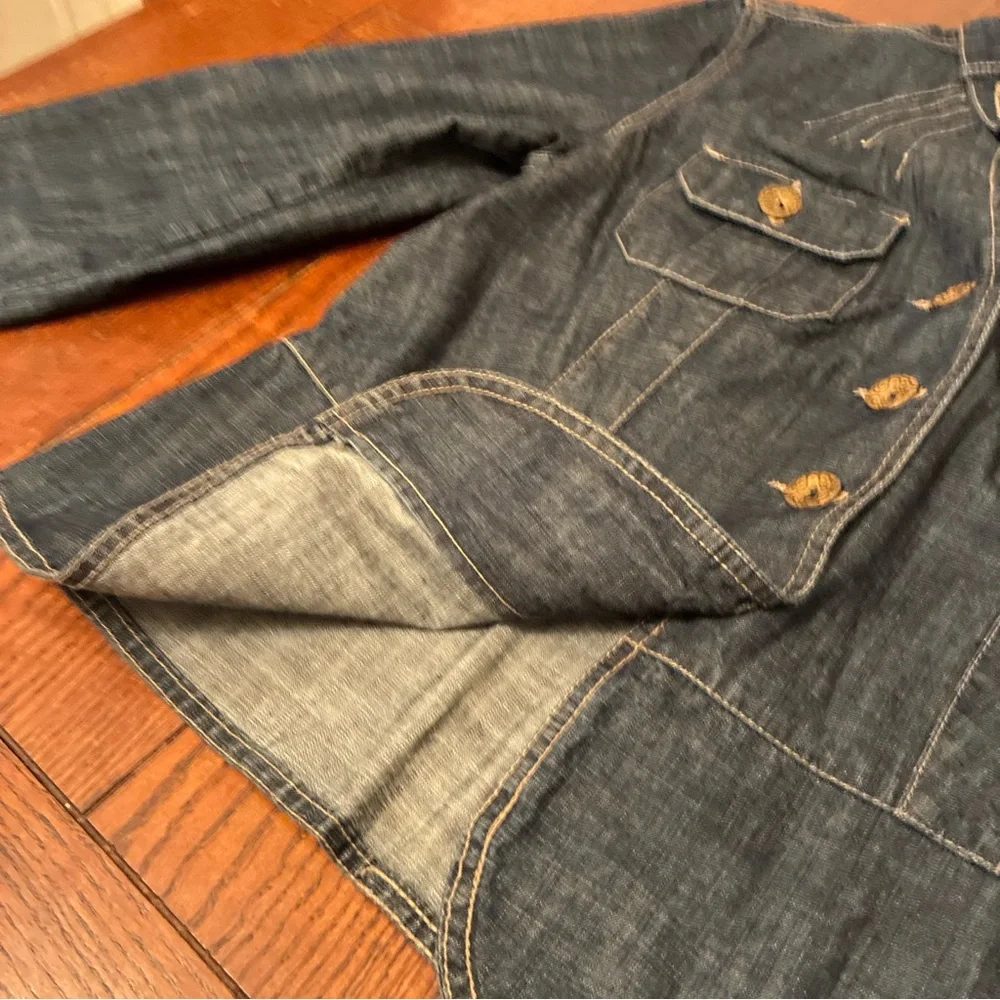 AMI Women's M Denim Jacket Nehru Peplum Waist - Picture 7 of 12